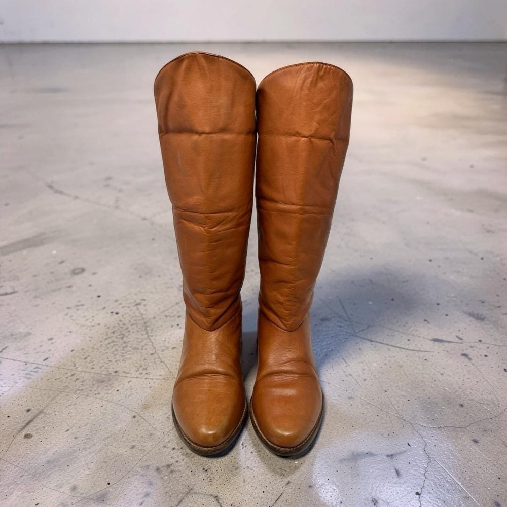 Vintage 70s Thom McAn Womens Tall Brown Leather Campus Slouch Boots US 8.5